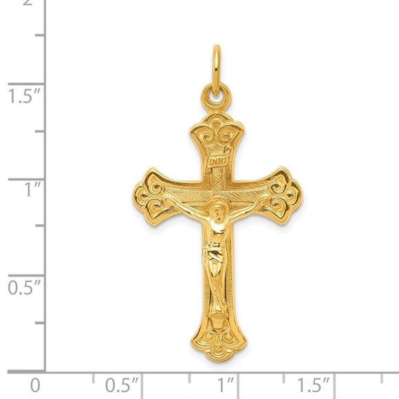 Million Charms 925 Sterling Silver & 24k Gold -plated INRI Crucifix Pendant - Picture 3 of 4